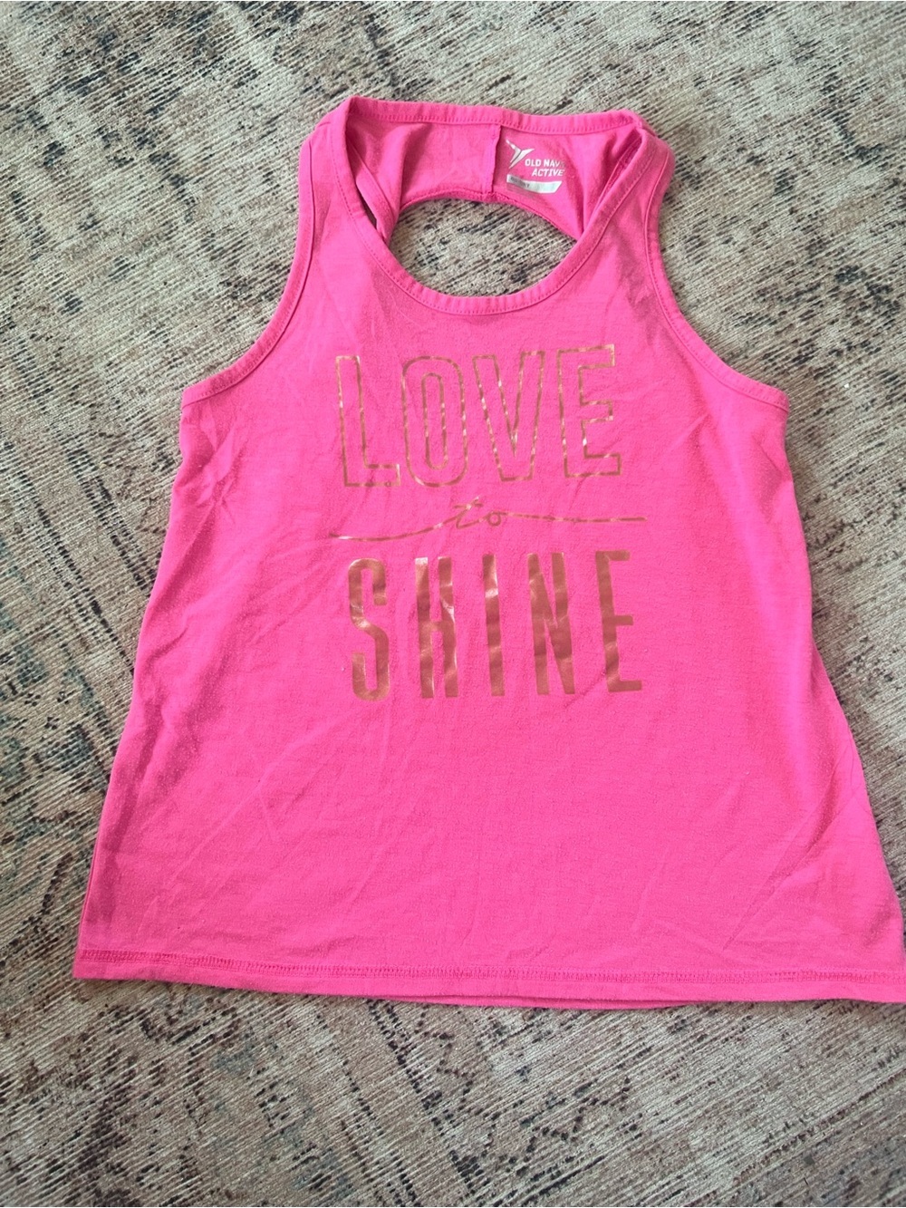 Old Navy Pink Tank Top with Gold 'LOVE to SHINE' Graphic